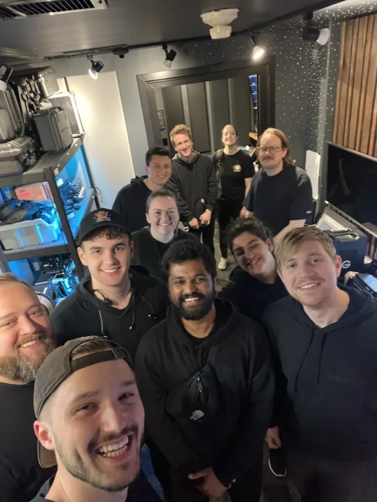 Control room crew during a live service